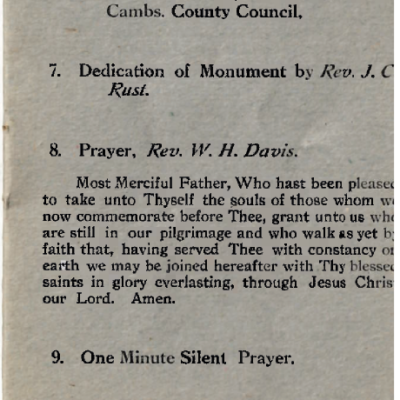 Scan Of War Memorial Programme From 1921 Newspaper 3