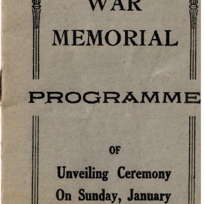 Scan Of War Memorial Programme From 1921 Newspaper